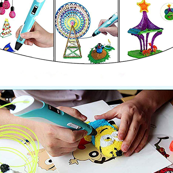 3Dpen, innovatív toll, amely tetszőleges formát rajzol 3 dimenzióban, 3 különböző színű szállal - Image 8