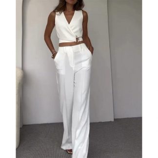 BELKOMPL-BEL-L//XL, Elegáns fehér top egyedi tervezéssel - Image 5