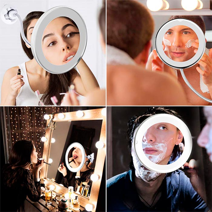 BeautyMirror, egy tükör nagyítással, erős LED világítással és hajlítható tartóval - Image 8