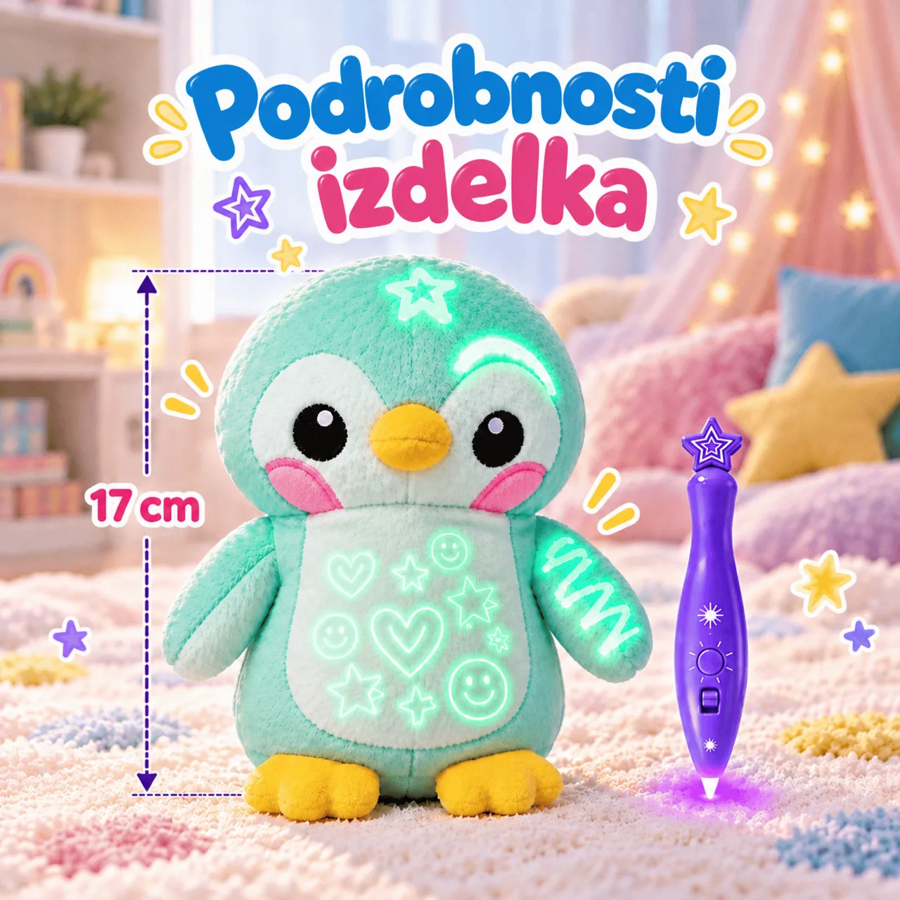 Sötétben világító plüss pingvin, BestFriend - Image 3