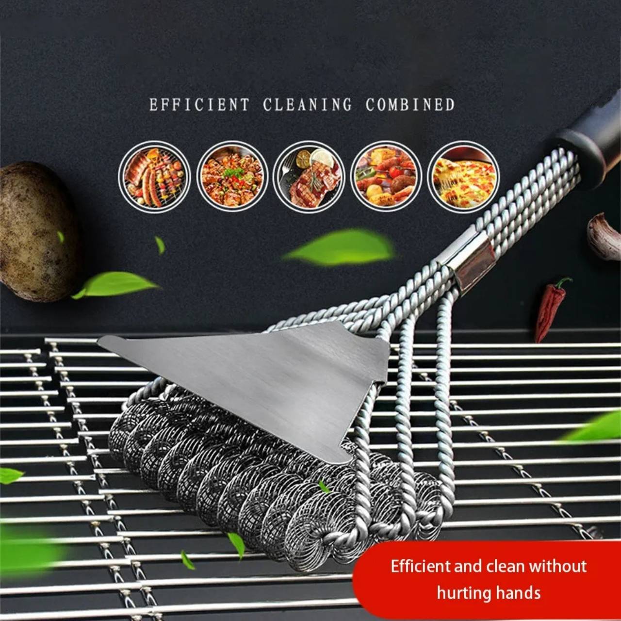 A nyél hossza lehetővé teszi, hogy a kefét biztonságosan használja még forró grillen is, égési sérülések nélkül - de mégis elegendő precizitással a legnehezebb helyekhez.