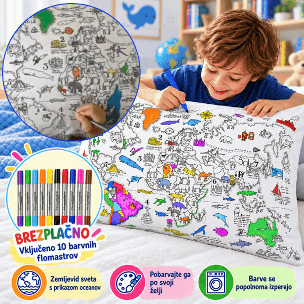 Színezd ki a párnádat – Világtérkép, ColoringPillow - video