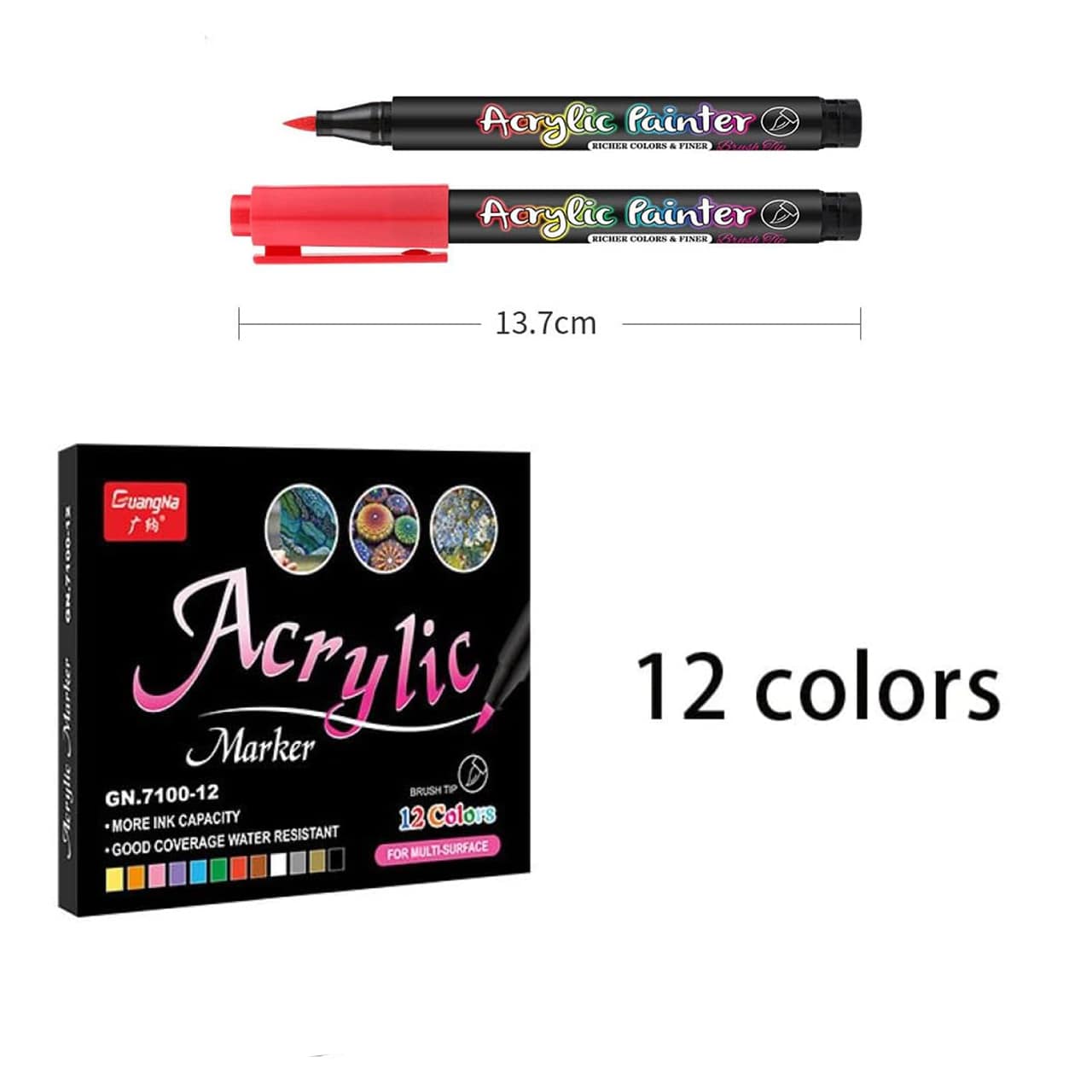 DiyAcrylic, kreatív készlet akril filctollakkal, kavicsokkal és fával - Image 8