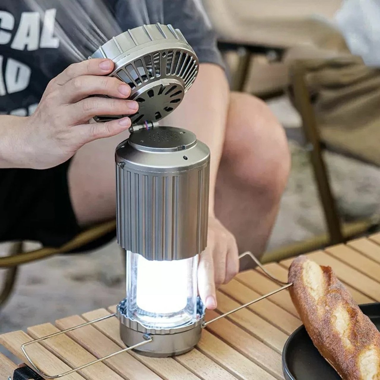 Fan, multifunkcionális 5 az 1-ben napenergiás LED lámpa ventilátorral - Image 10
