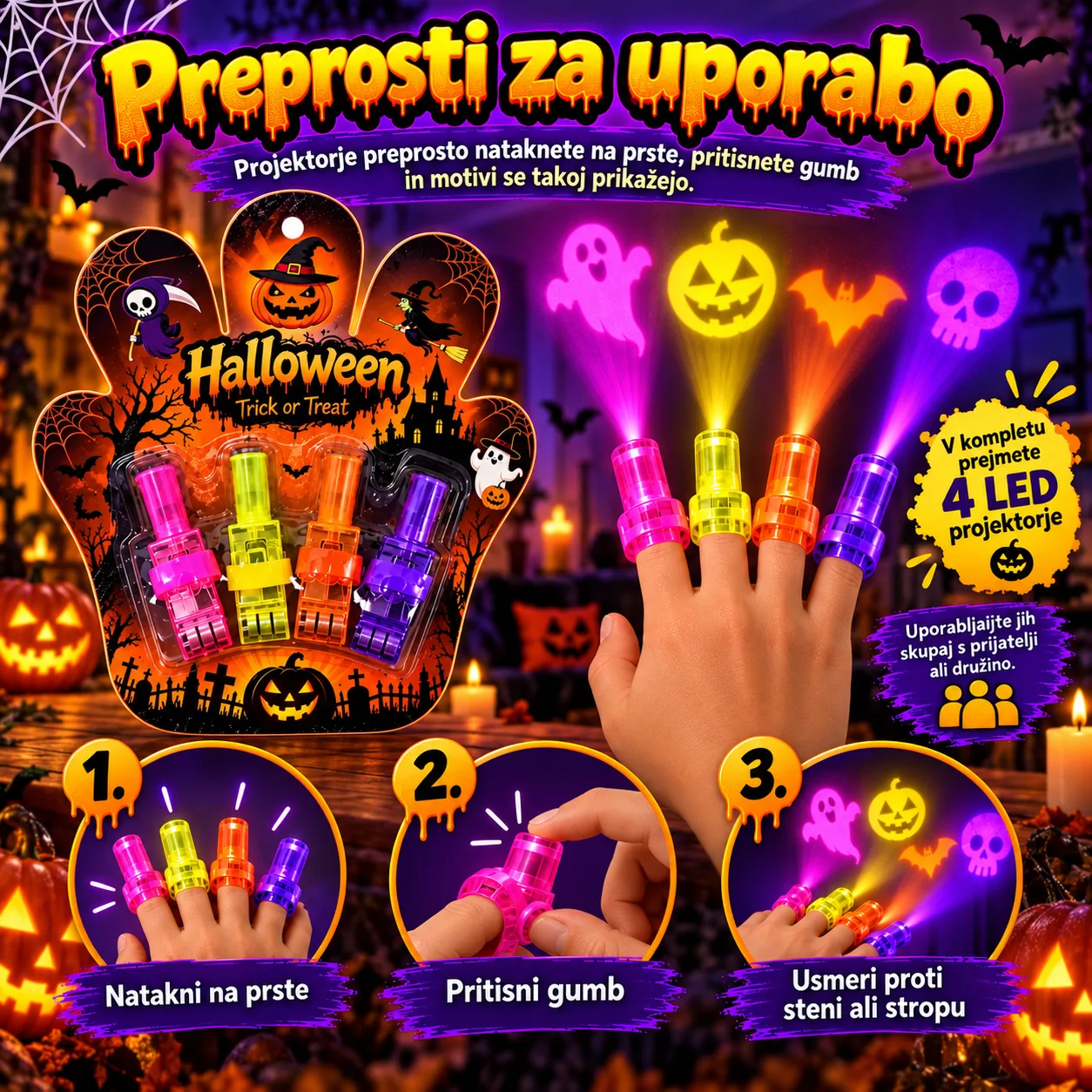 LED-es ujjprojektorok – Halloween, FingerLights - Image 4