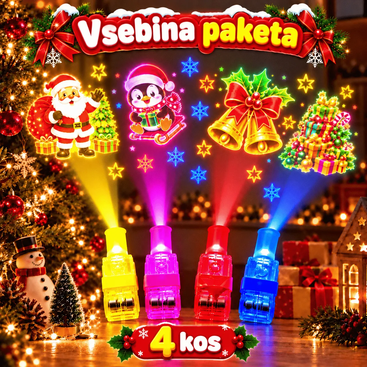 Karácsonyi mintás LED-es ujjprojektorok, FunLights - Image 2