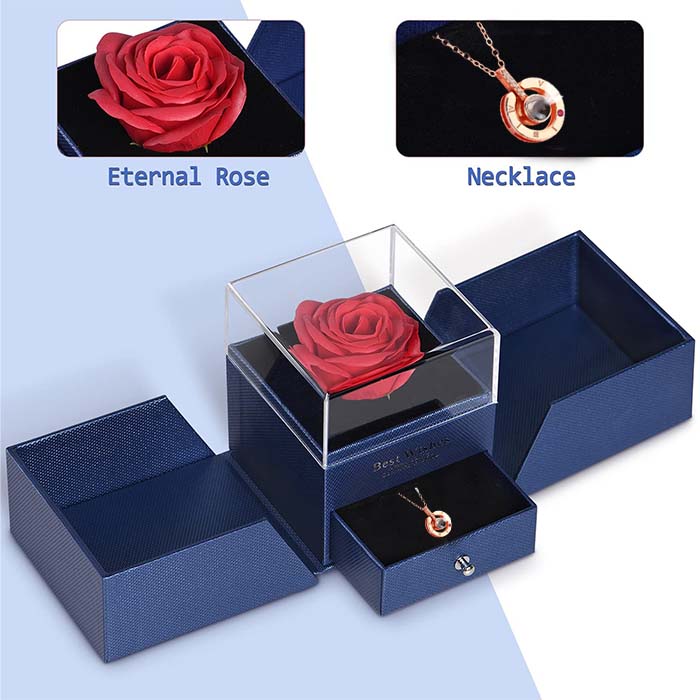 GiftBox, nyaklánc ajándék dobozzal és gyönyörű műrózsával - Image 4