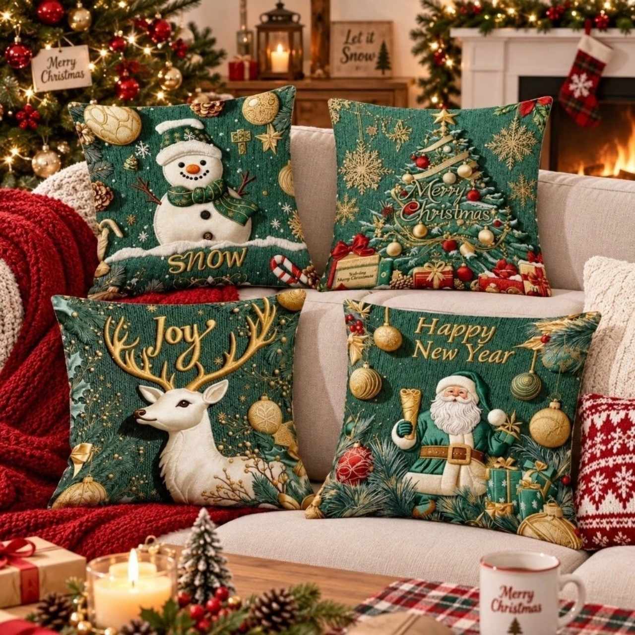 Karácsonyi párnahuzatok (4 db), GreenXmass - Image 11