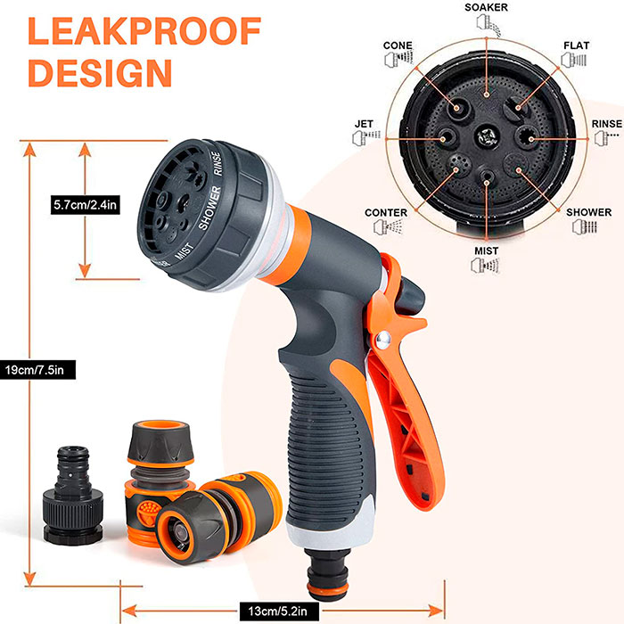 HoseSpray, készlet kerti tömlő szórófejekkel, tömlőcsatlakozóval és öntözőpisztollyal - Image 2