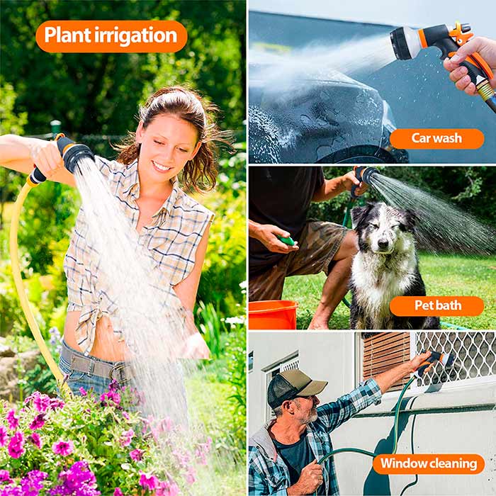 HoseSpray, készlet kerti tömlő szórófejekkel, tömlőcsatlakozóval és öntözőpisztollyal - Image 6