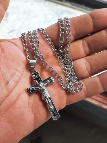 JesusNecklace, ezüst színű lánc feszület medállal - Image 3