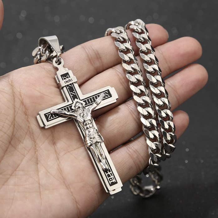 JesusNecklace, ezüst színű lánc feszület medállal - Image 5