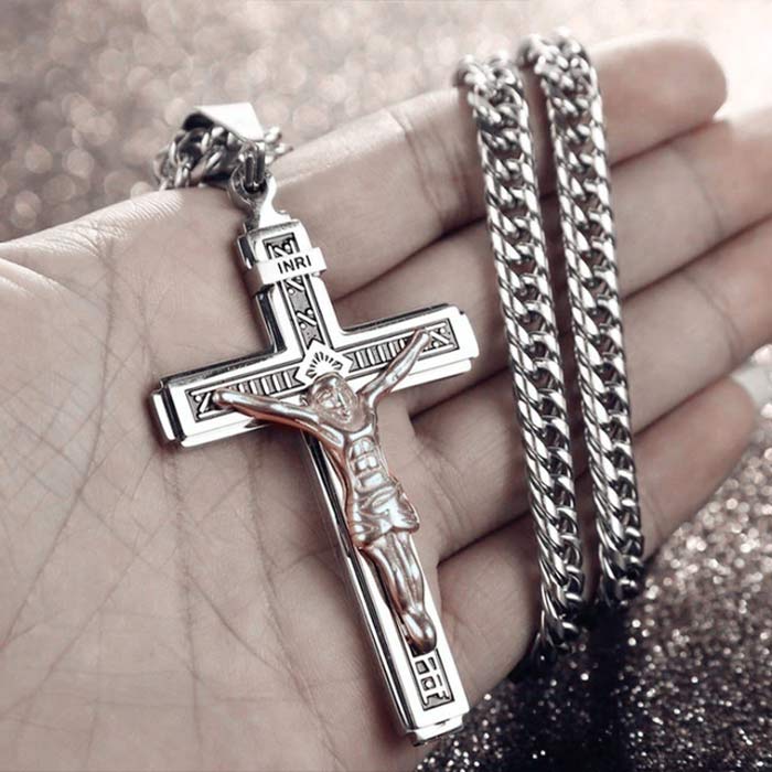 JesusNecklace, ezüst színű lánc feszület medállal - Image 7