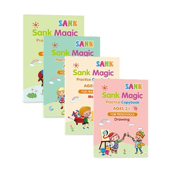 KidBook, 4 részes irkafüzet készlet írásra és rajzolásra Magic tollal, amely száradáskor automatikusan eltűnik - Image 1