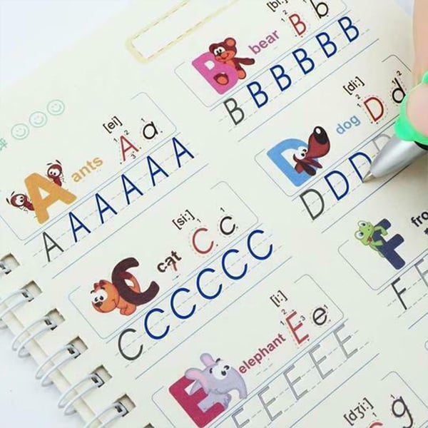 KidBook, 4 részes irkafüzet készlet írásra és rajzolásra Magic tollal, amely száradáskor automatikusan eltűnik - Image 2