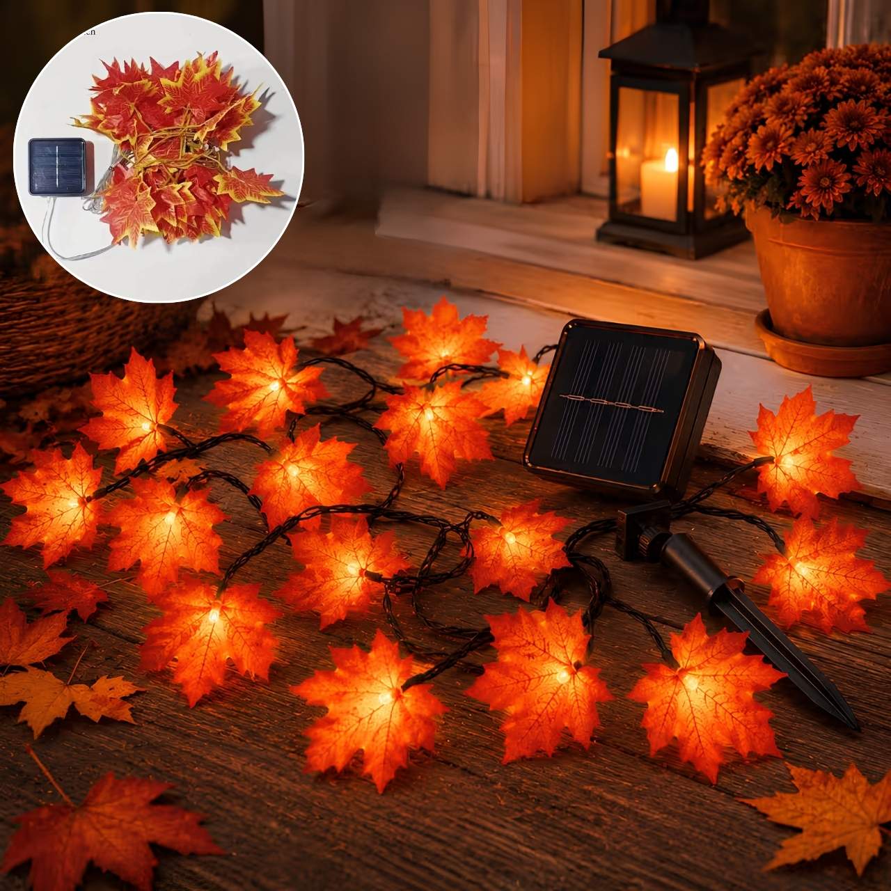 Napelemes LED-es fényfüzér őszi levelekkel, MapleLeaf - Image 5