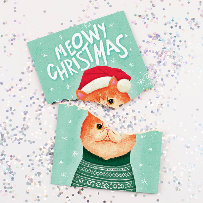 MeowCard, egy mókás hangú karácsonyi kártya egy macskával - Image 4