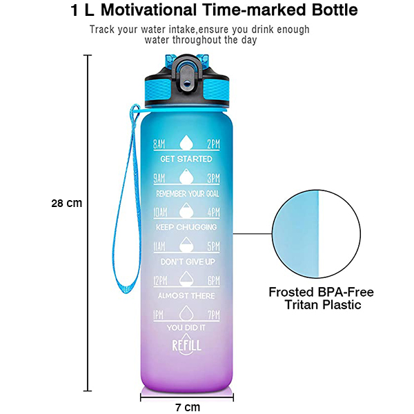 MotivationalBottle, motivációs kulacs idézetekkel és időskálával (1000 ml) - Image 4