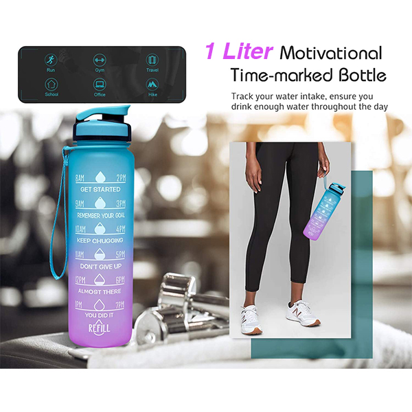 MotivationalBottle, motivációs kulacs idézetekkel és időskálával (1000 ml) - Image 6