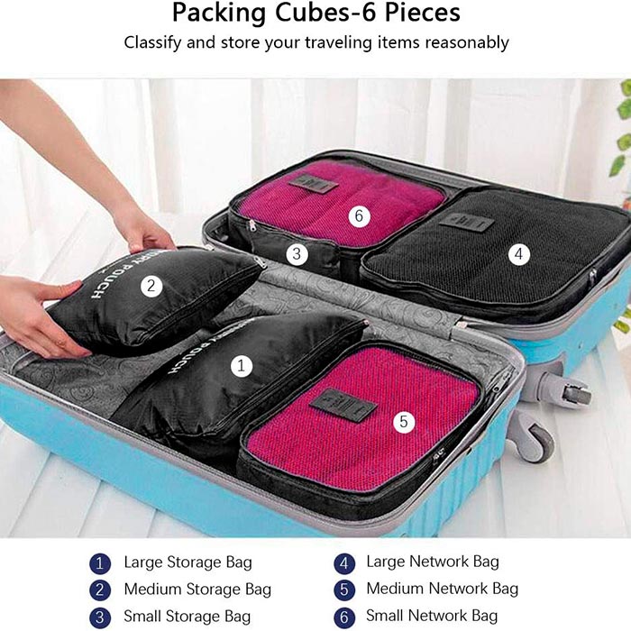 PackingBags, rendszerező táskák bőröndök és hátizsákok való szervezéshez (6 db) - Image 3