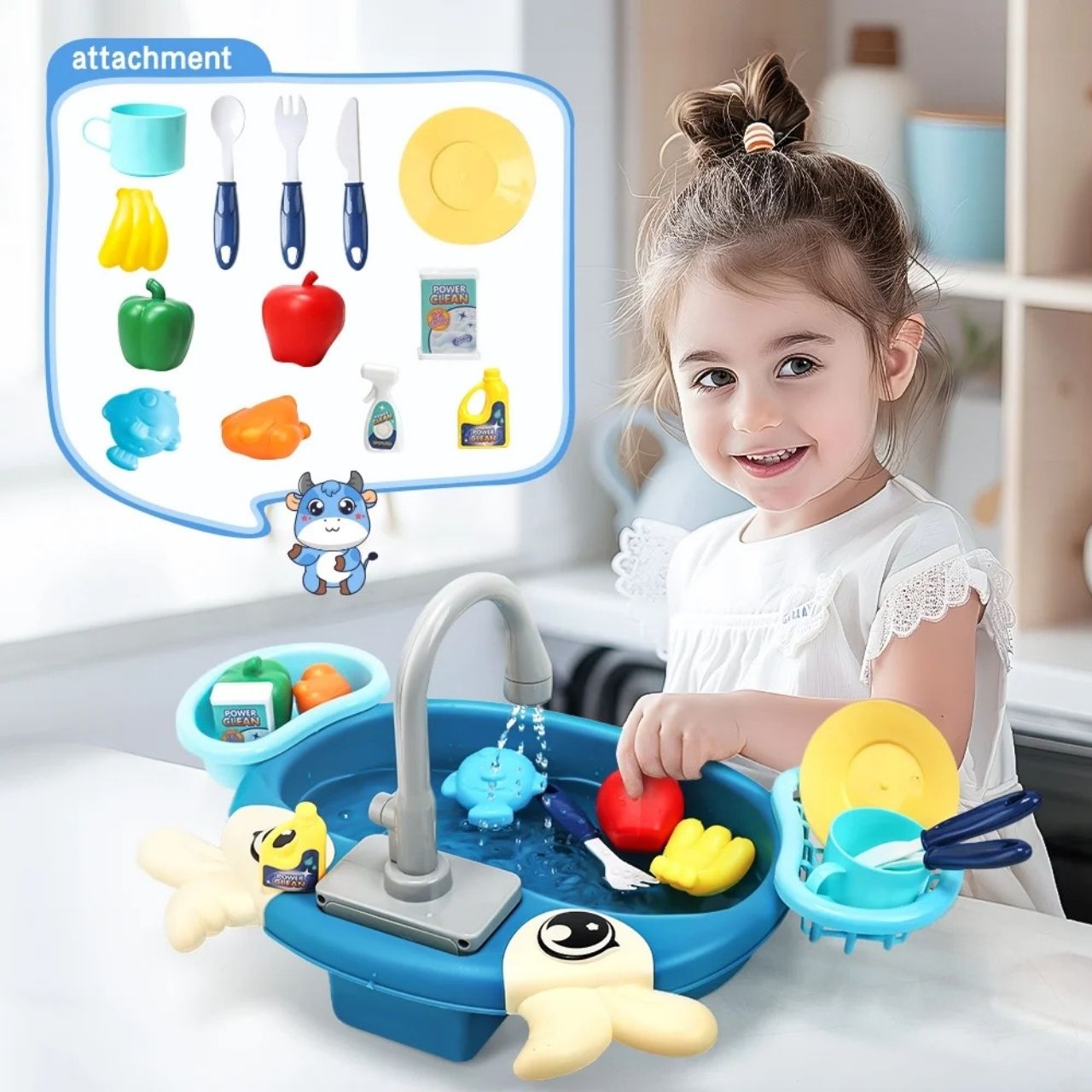 PlaySink, gyerek konyhai készlet mosogatóval - Image 4