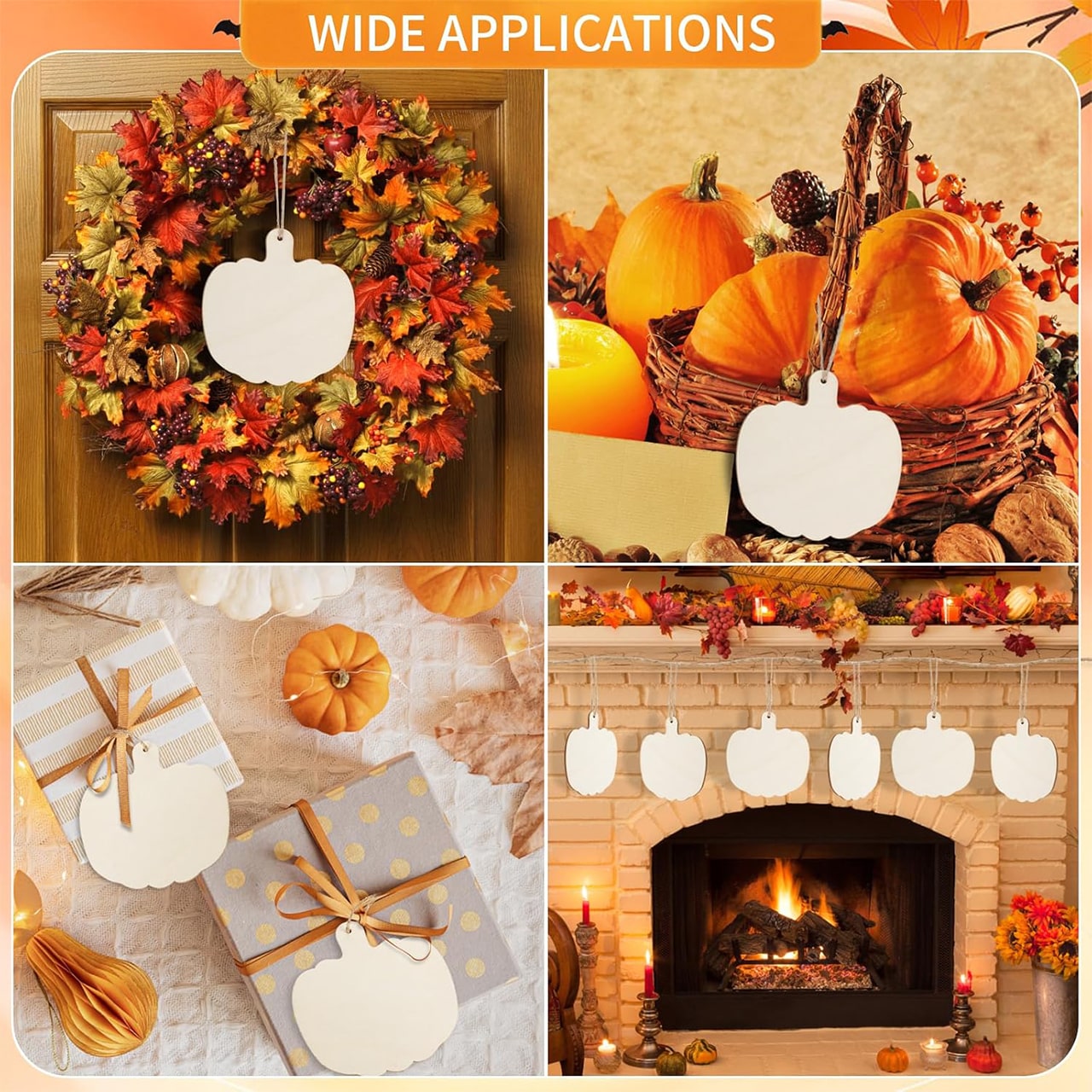 Pumpkins, fából készült, tök alakú csempék, hogy sajátot készíthess (10 darab) - Image 3