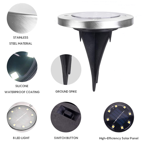 SolarGardenLights, 4 napelemes LED lámpa a kertbe vagy az ösvényre - Image 4