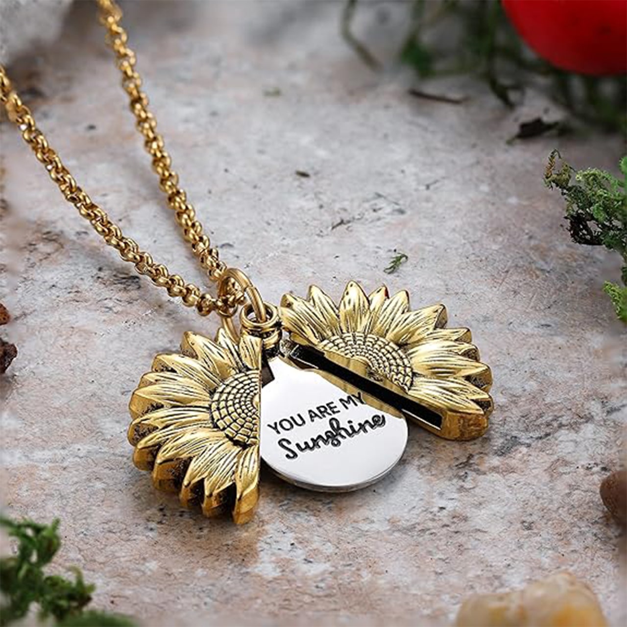 SunNecklace, egy napraforgó motívumú nyaklánc és egy aranyos felirat - Image 8
