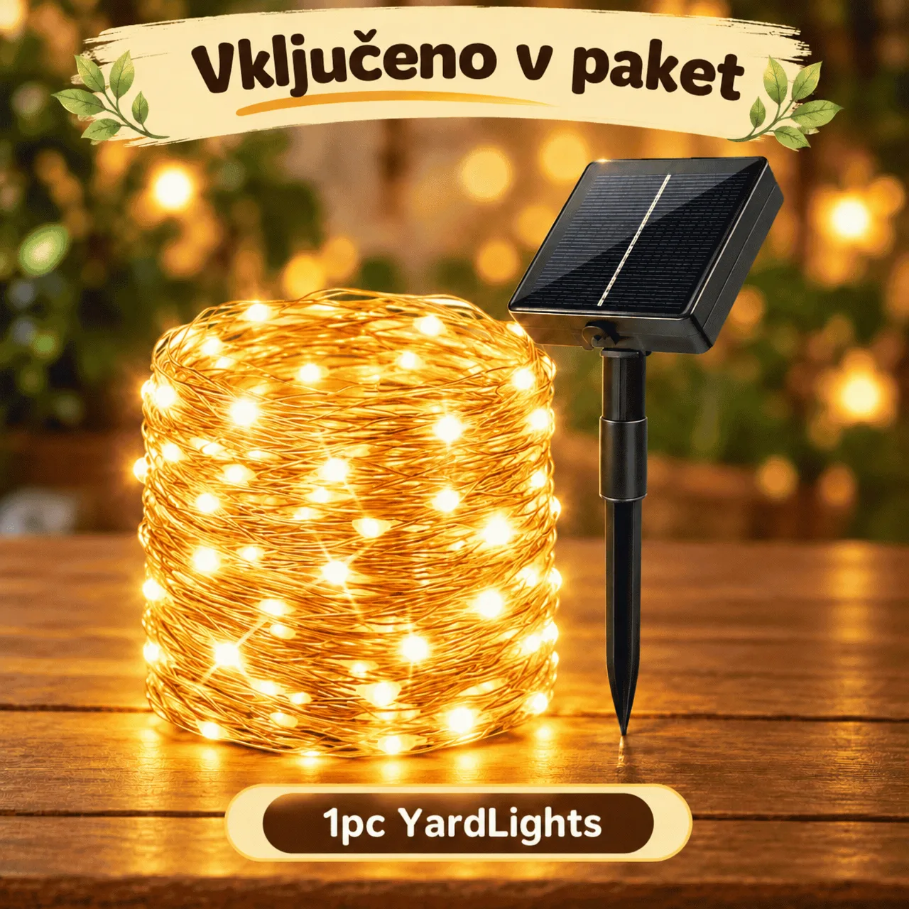 Napelemes LED fényfüzér (12 m), YardLights