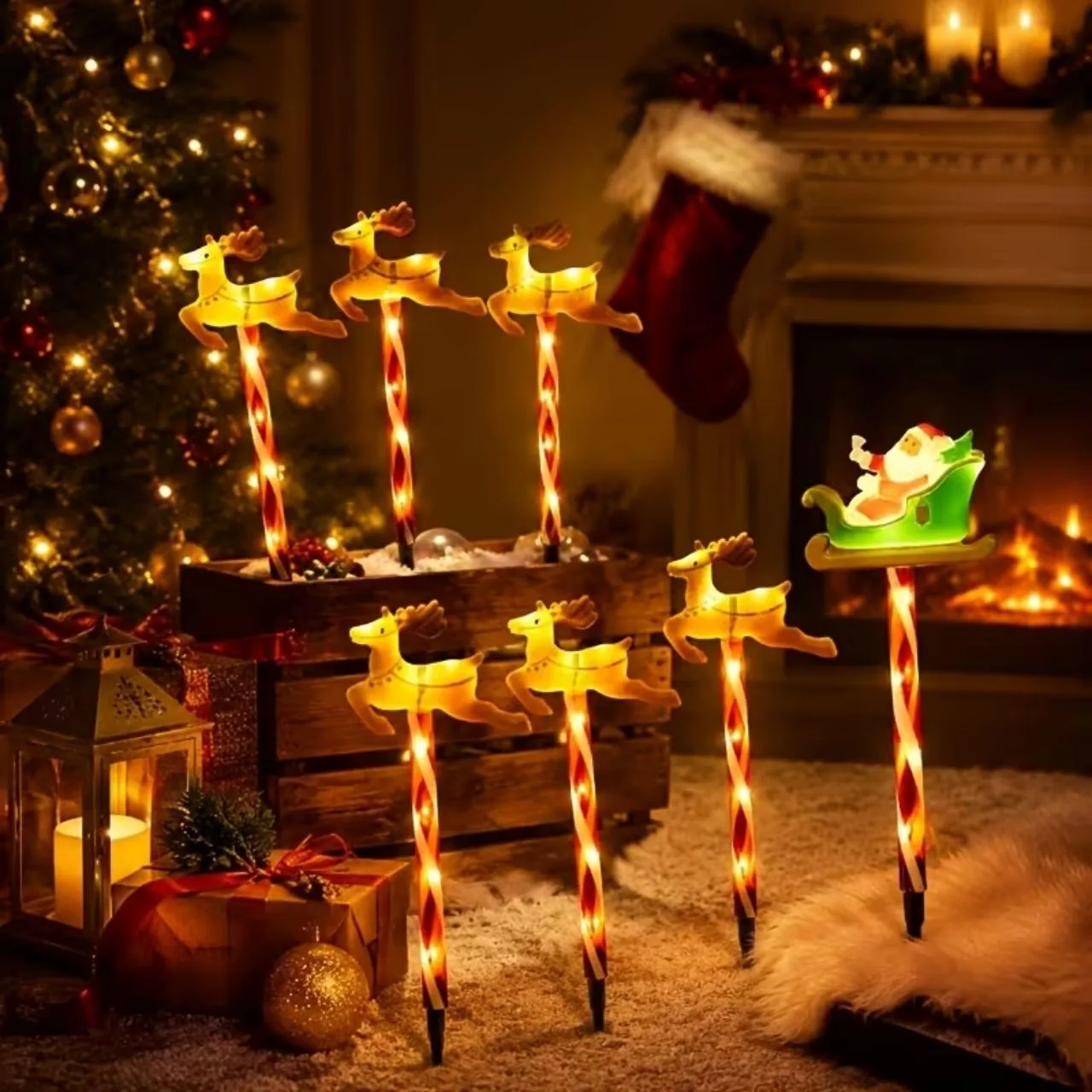 Karácsonyi kerti dekoráció Mikulással és rénszarvasokkal, ReinDeers - Image 2